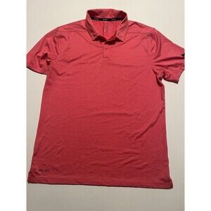 Nike Golf Dri Fit Polo Shirt Red/Orange PinStriped Mens Medium M